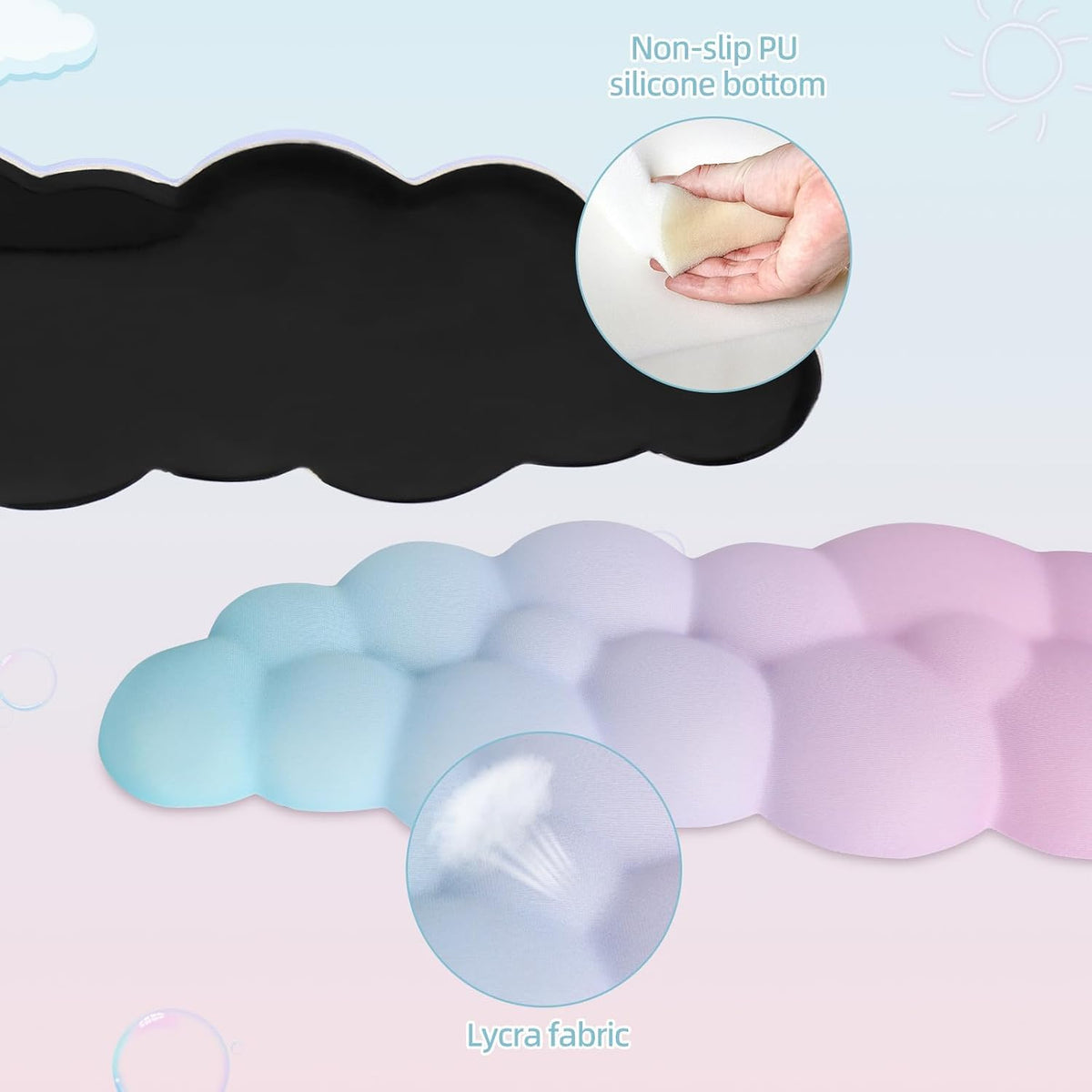 Cloud Mouse Keyboard Wrist Rest:Cute Wrist Rest Set -Ergonomic Memory Foam Wr...