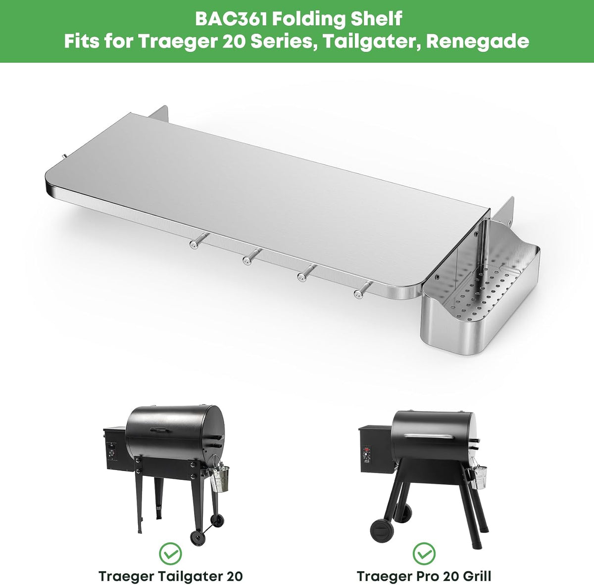 Stanbroil Folding Front Shelf for Traeger 20 Series Pellet Grills