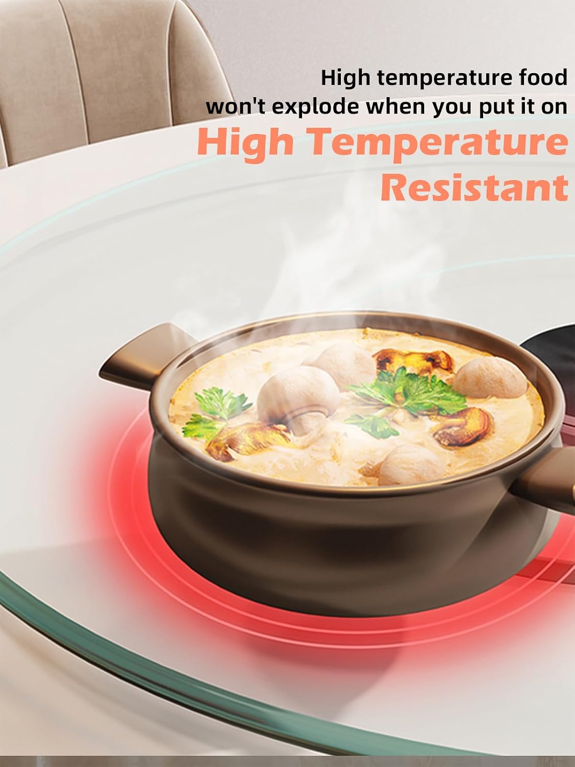 26.7 inch Lazy Susan for Table Top Tempered Glass Rotating Serving Tray for D...