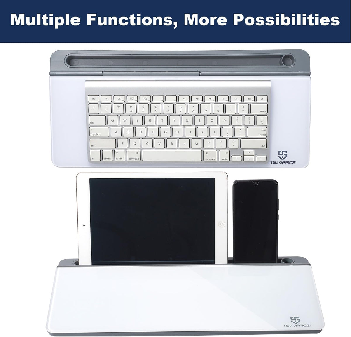 Small Desktop Glass Whiteboard Dry-Erase-Board - Computer Keyboard Stand Whit...