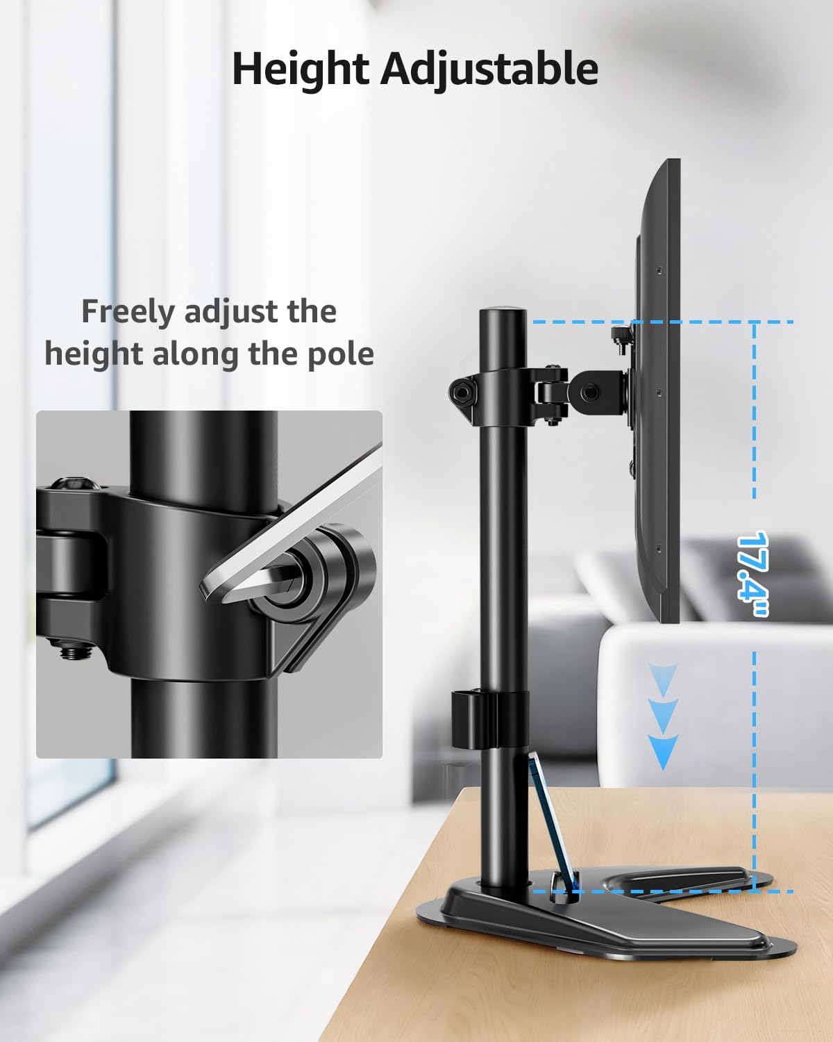 MOUNTUP Single Monitor Stands, Freestanding VESA Monitor Desk Mount fits 13