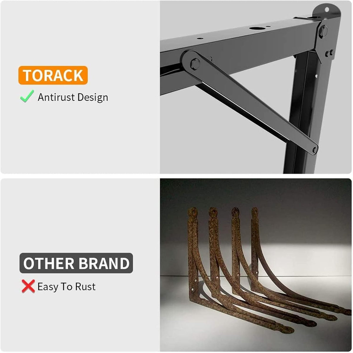 TORACK 24" Folding Shelf Brackets, Heavy Duty Shelf Bracket Wall Mounted