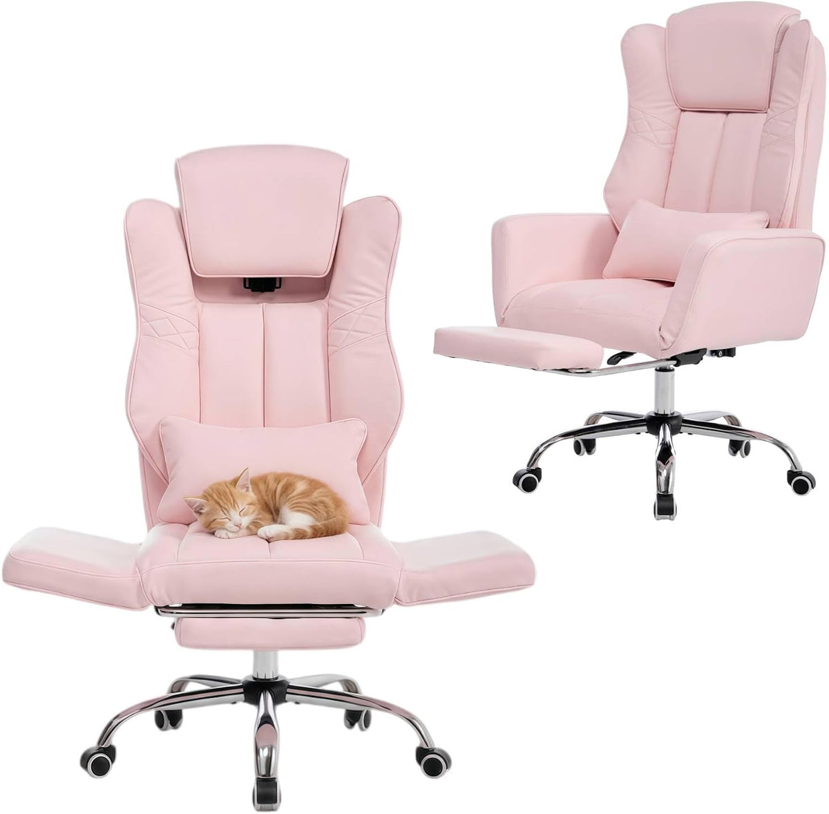 Cross Legged Office Chair with Adjustable Armrests & Headrest