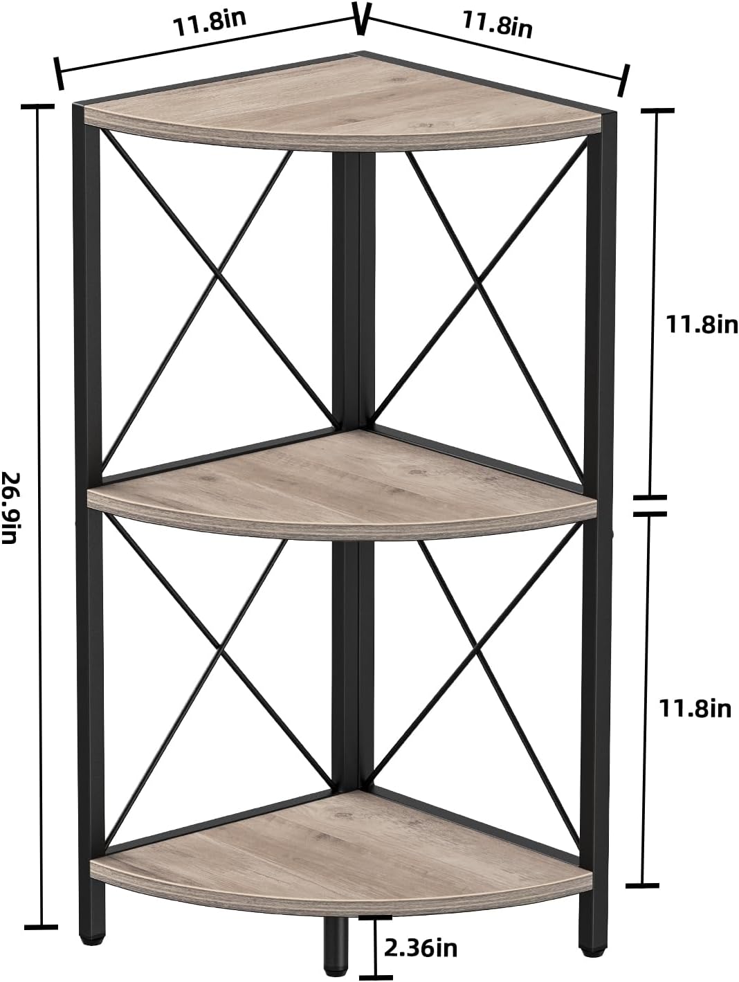 Snughome Corner Shelf for Desktop, 3-Tier Corner Storage Organizer with Metal...