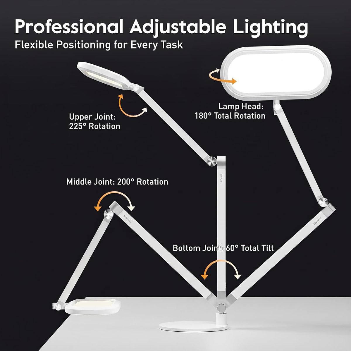 LitONES Premium LED Desk Lamp, Dual-Sided Soft Lighting with Knob Remote