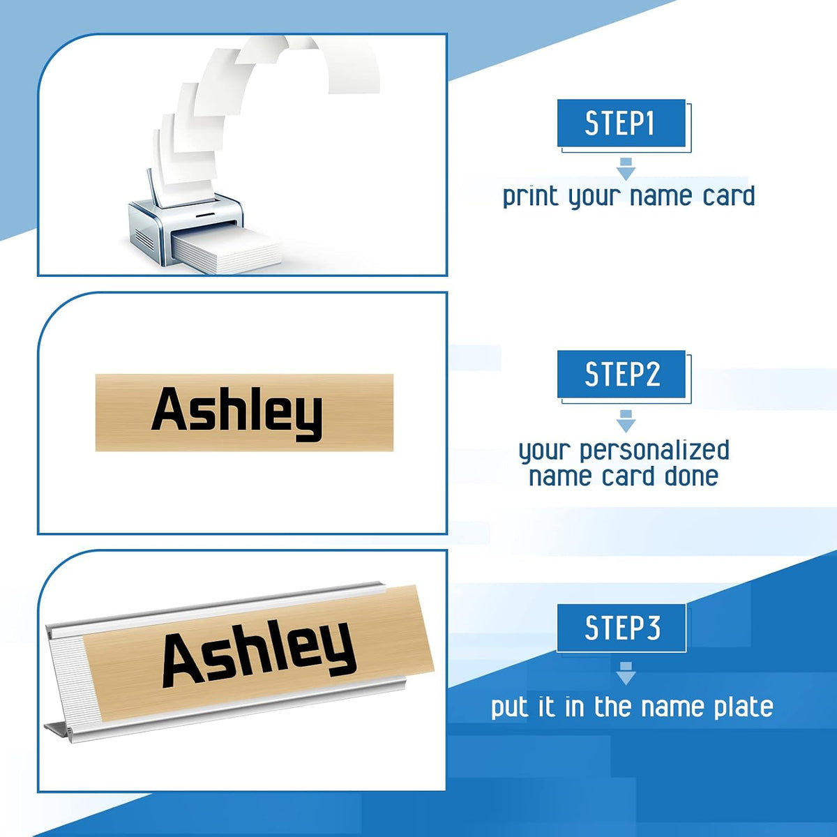 LEIFIDE 12 Pack 2x8 in Aluminum Name Plate Holder for Desk Office, Silver