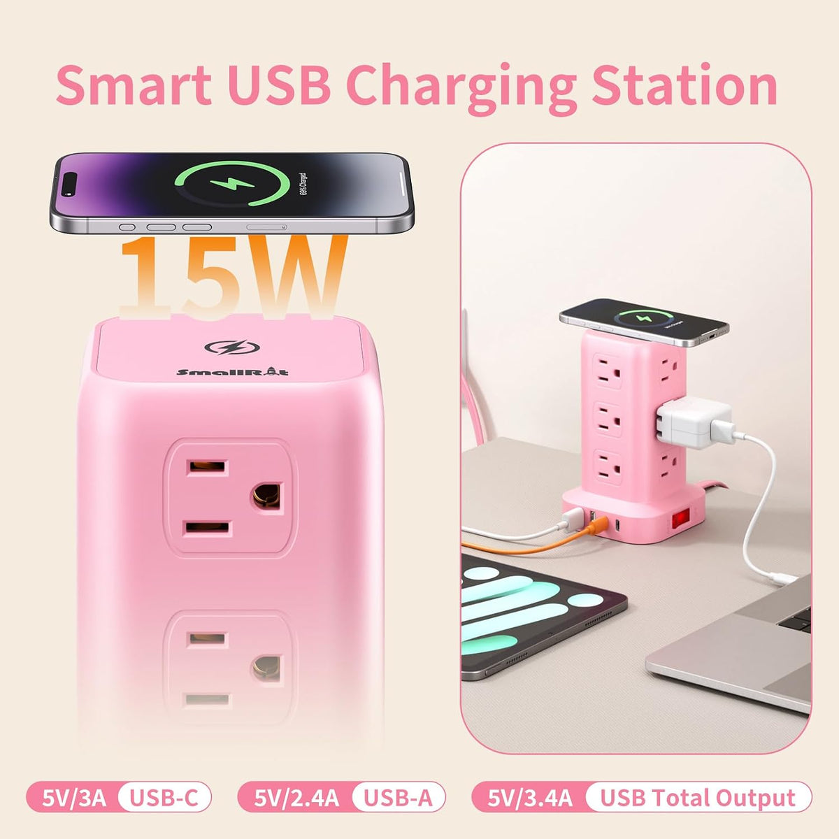 Extension Cord with Multiple Outlets, SMALLRT Outlet Extender with 12 AC Outl...