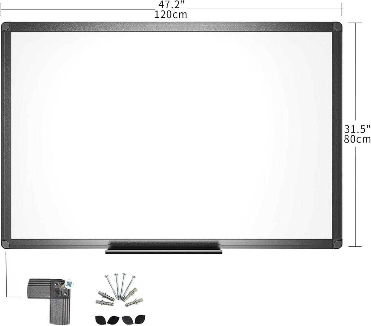 VIZ-PRO Magnetic Dry Erase Board, 48 x 32 Inches, Black Aluminium Frame