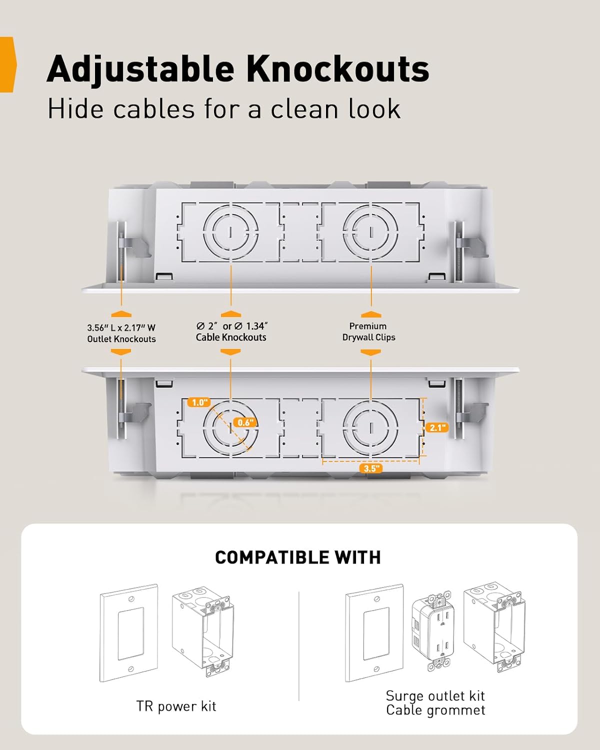 Perlegear 9″ in-Wall Media Box, Electrical Box, Cable Management Kit