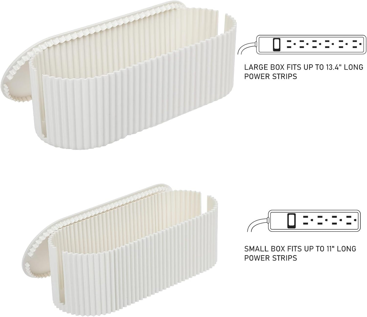 FABROK 2 Pack Cable Management Box, Cord Organizer, White, Small+Large