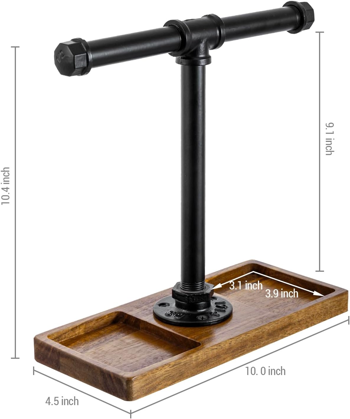 MyGift Premium Acacia Solid Wood and Industrial Black Metal Pipe T-Bar Over E...
