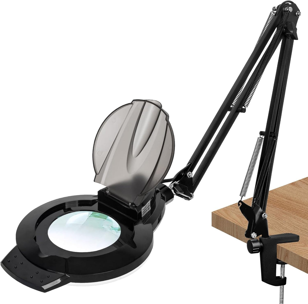 10X & 2200 Lumens Magnifying Glass with Light and Clamp, Black