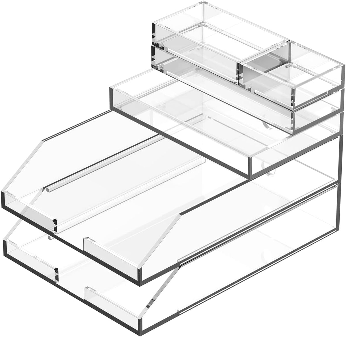 Clear Acrylic Desk Organizer for Office or Home Desk Drawer Dividers, Makeup ...