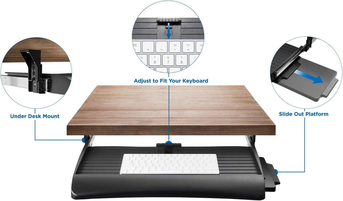 Mount-It! Under Desk Keyboard Drawer with Wrist Rest, Ball-Bearing Slide