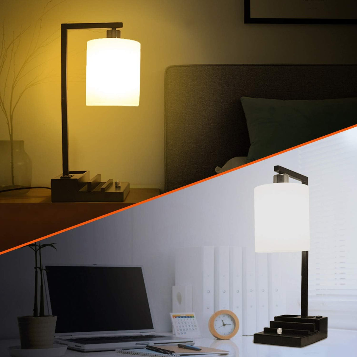 Bedroom Lamps for Nightstand, 3 Color Temperature Nightstand Lamp Bedside Lam...