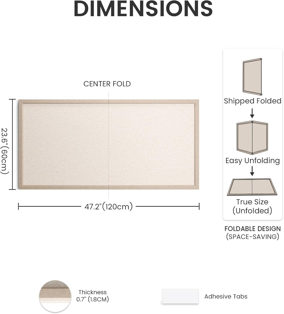 Fluxynara Framed Felt Bulletin Board, 47.2" x 23.6", Oatmeal