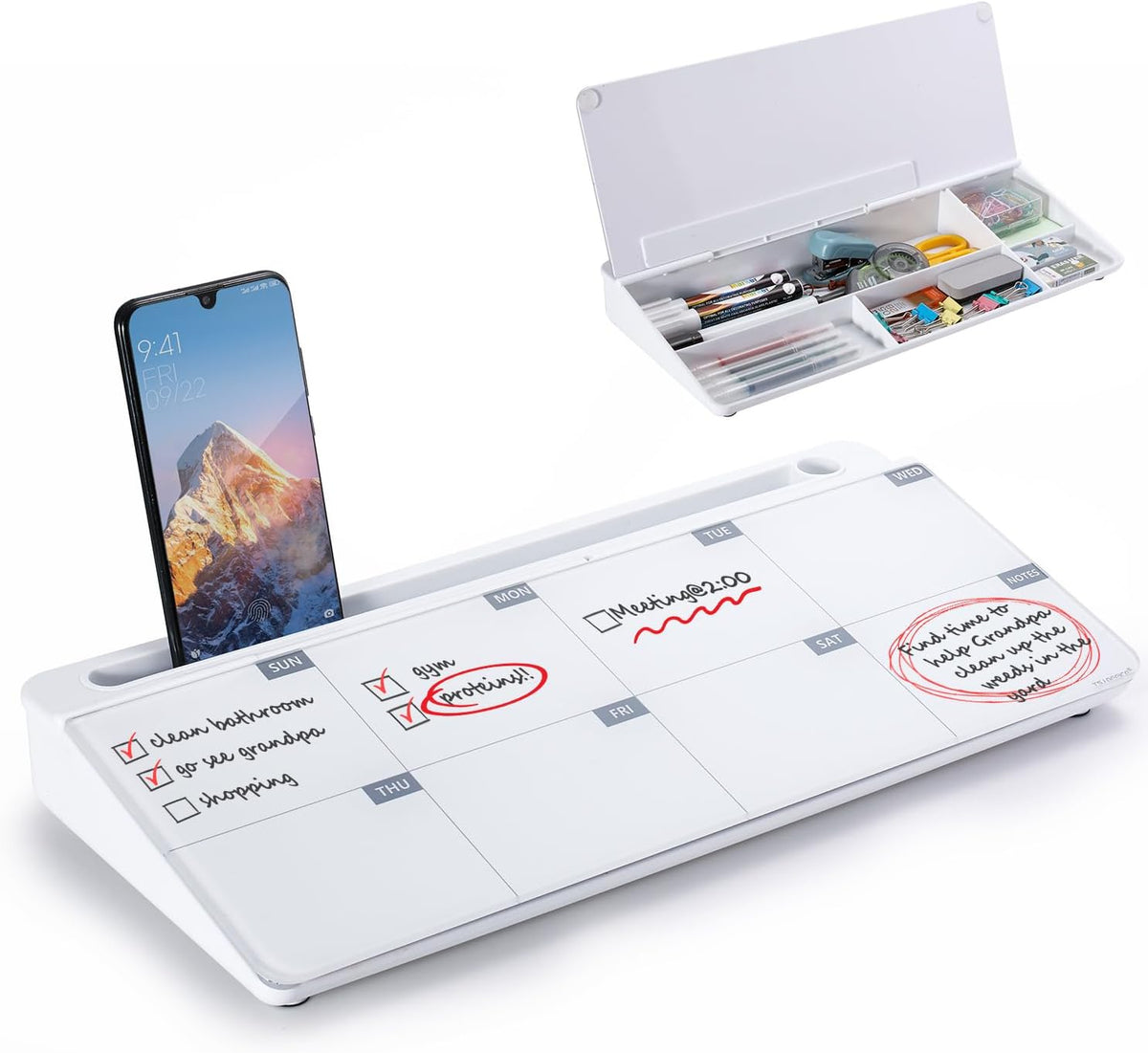 TSJ OFFICE Whiteboard Weekly Dry-Erase-Board - Desktop White Board Calendar D...