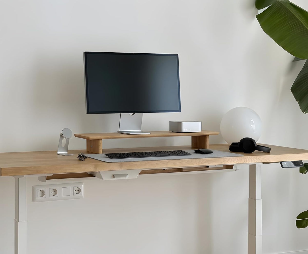 White Oak Single Monitor Stand Riser - 31.5" Wooden Monitor Stand for iM...