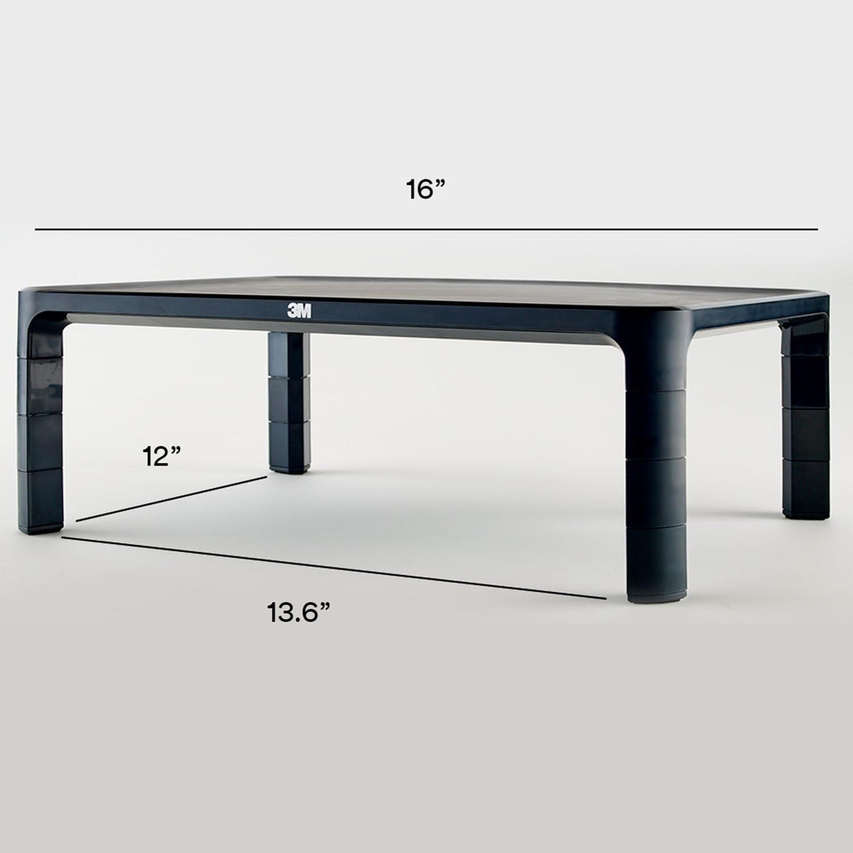 3M Adjustable Computer Monitor Stand, 16 in x 12 in x 13.6 in
