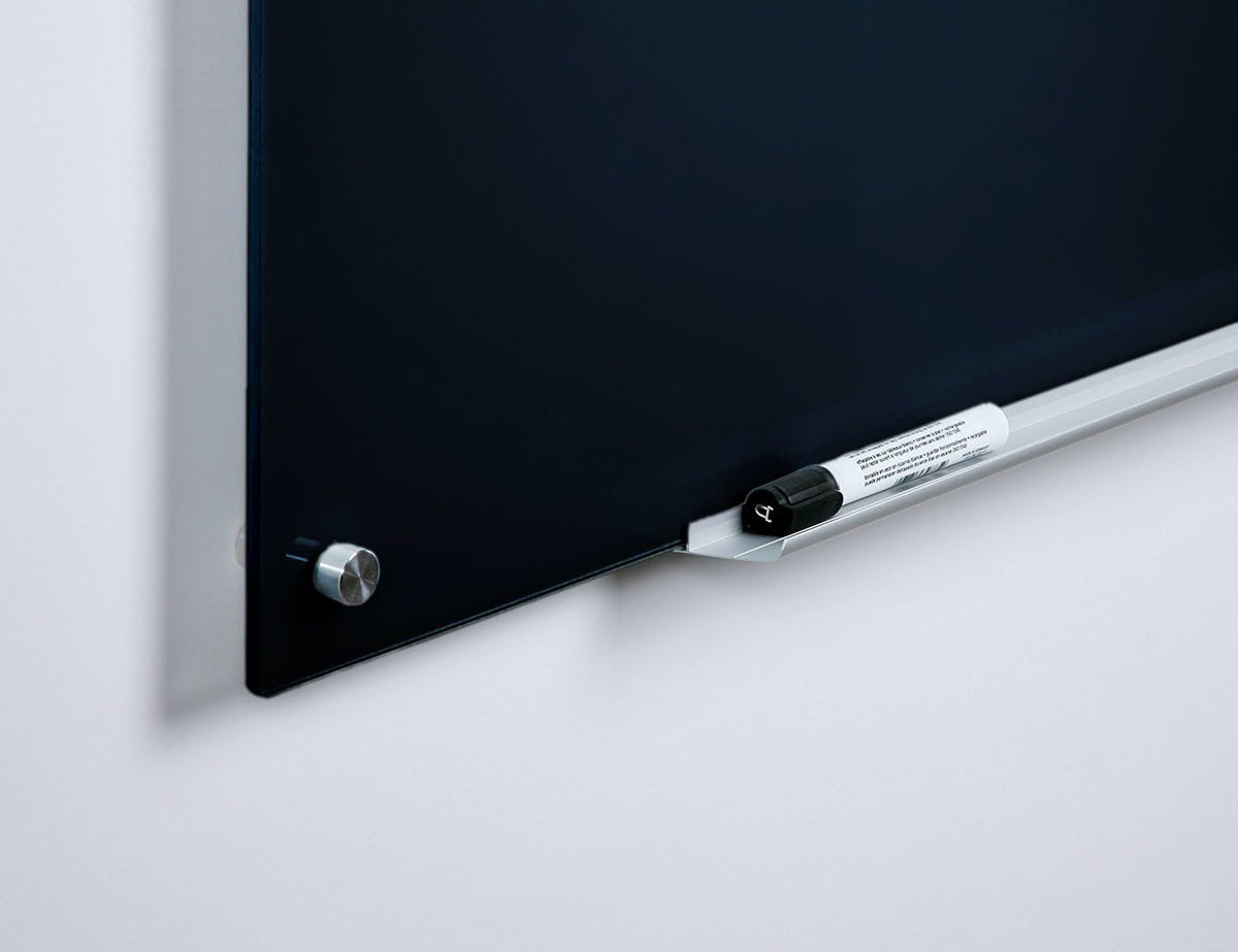 Audio-Visual Direct Magnetic Glass Dry-Erase Board, 72" x 36", Black