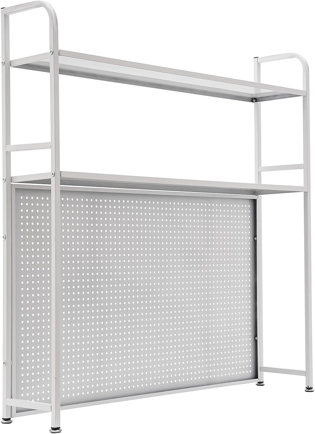 2 Tiers Freestanding Desk Bookshelf, 38 Inch Desktop Bookcase Display Shelf R...