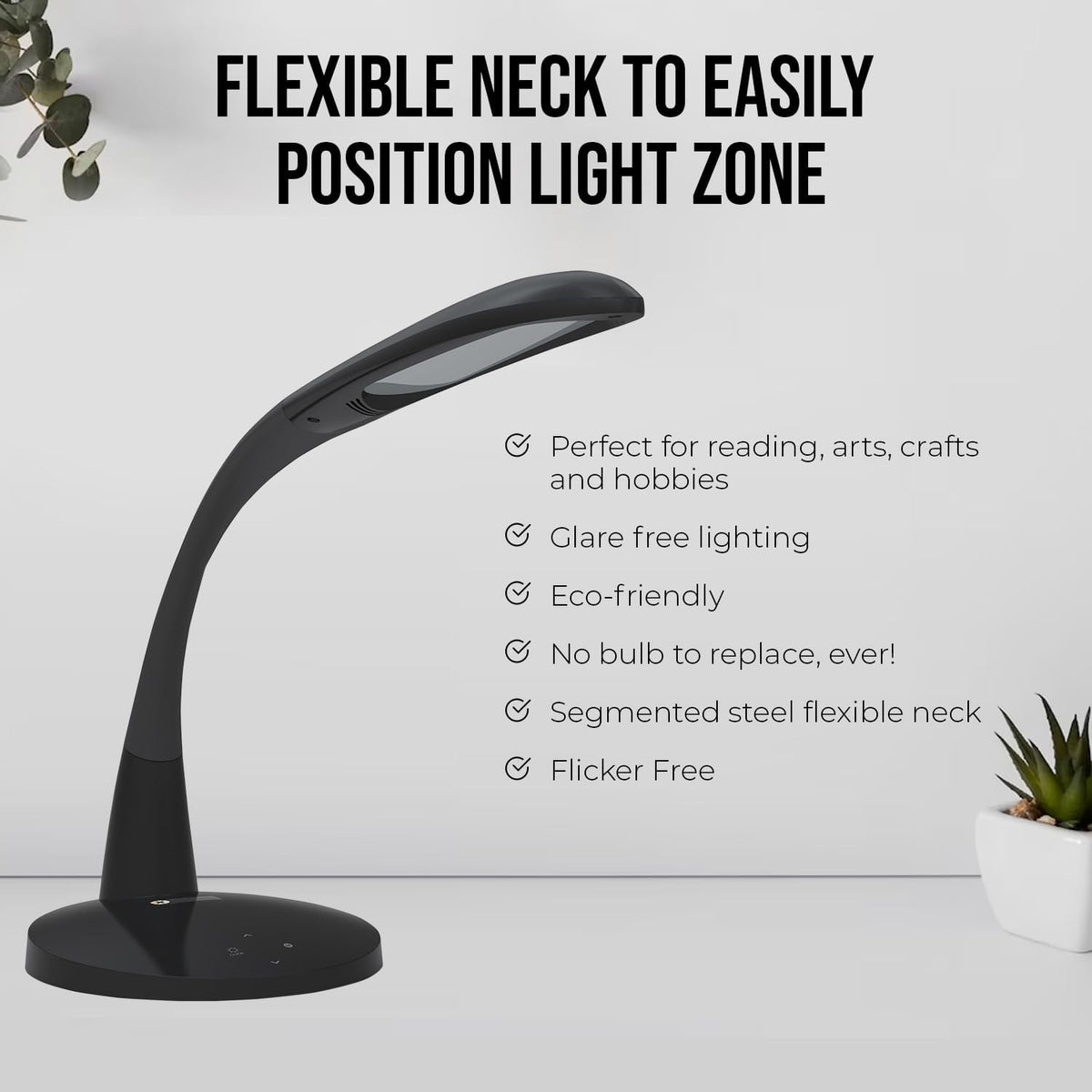 Two Task Lamp, 12W Adjustable Desk Lamp, Dimmable LED Light with Custom Color...