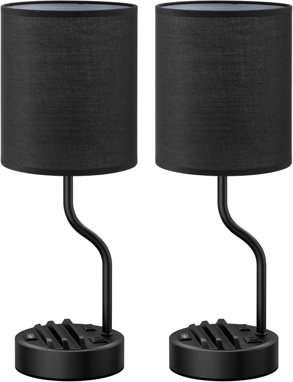 Fenmzee Bedside Lamps for Bedroom Set - 18" Black Table Lamp for Nightstand