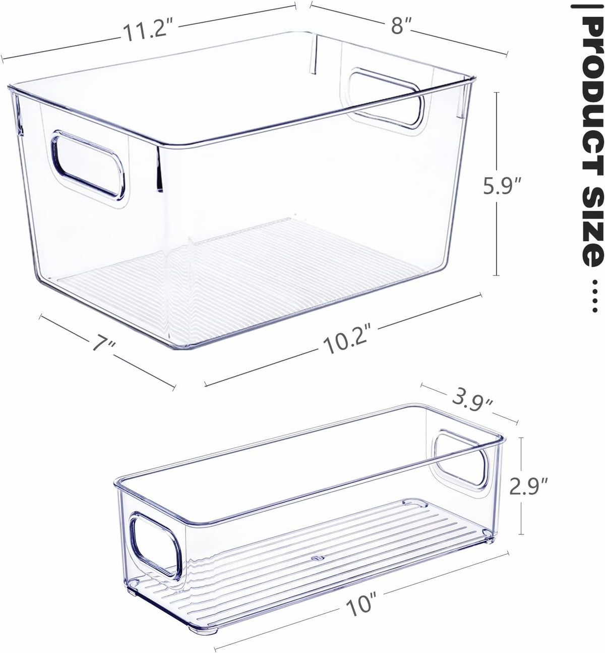 SKTEET Set of 8 Clear Plastic Storage Bins, 4 Large and 4 Small Stackable Sto...
