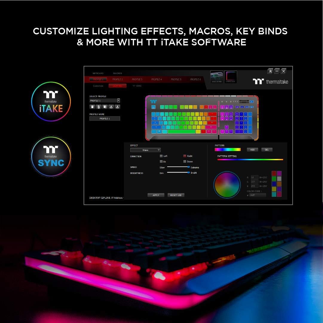 Thermaltake Level 20 RGB Mechanical Gaming Keyboard Cherry MX Speed Silver, 1...