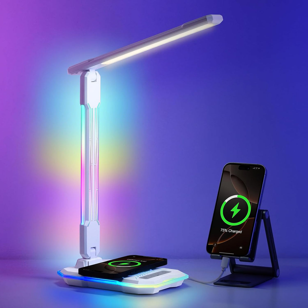 WILIT Desk Lamp for College Dorm Room, RGB Gaming Desk Light with Wireless Ch...