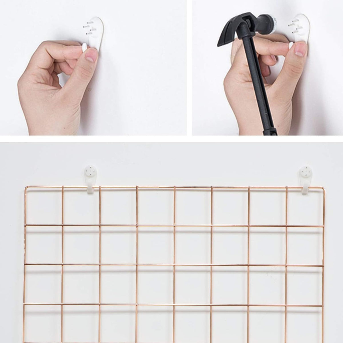 2 Pack Large Wall Grid Panels with Light and Clips, Photo Display Board, Pict...