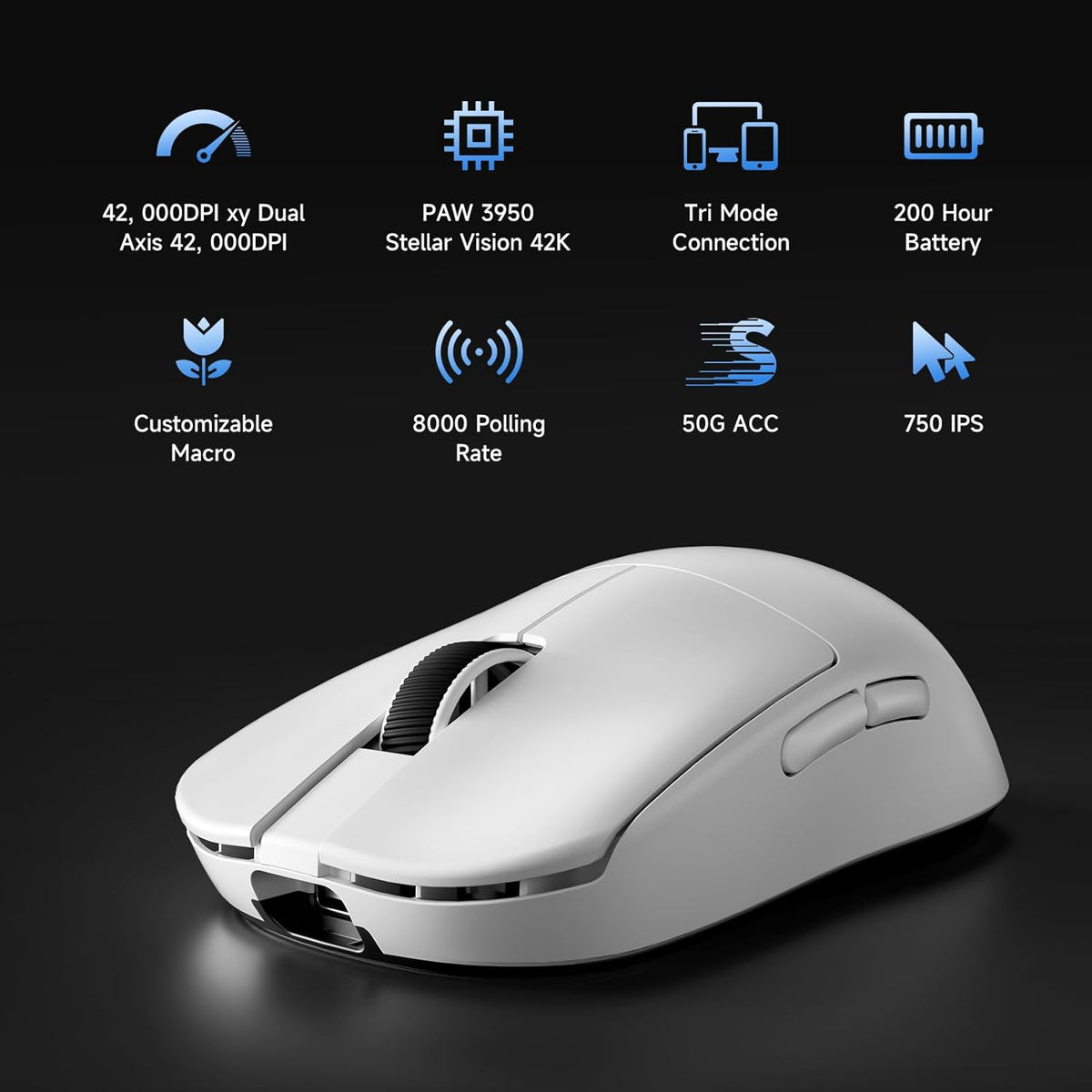 MCHOSE L7 Ultra+ Wireless Gaming Mouse, Ergonomic Mouse Lightweight 48g