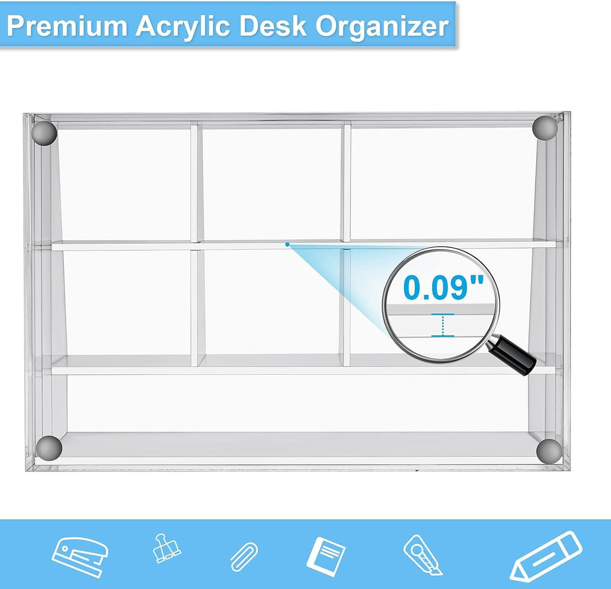 VITVITI Acrylic Desk Organizer, Upgraded Clear Pencil Organizer for Desk, 7 C...