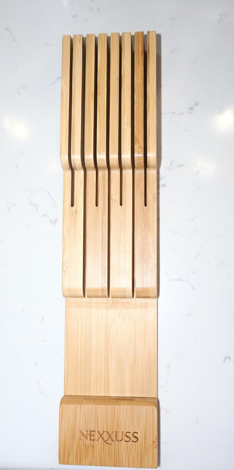 Nexxuss Bamboo Kitchen Drawer Organizer, Expandable Utensil Organizer with Re...