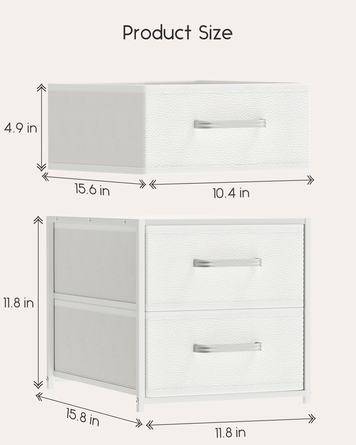 Homsorout 2 Pack Stackable Drawers for Closet, White Storage Drawers