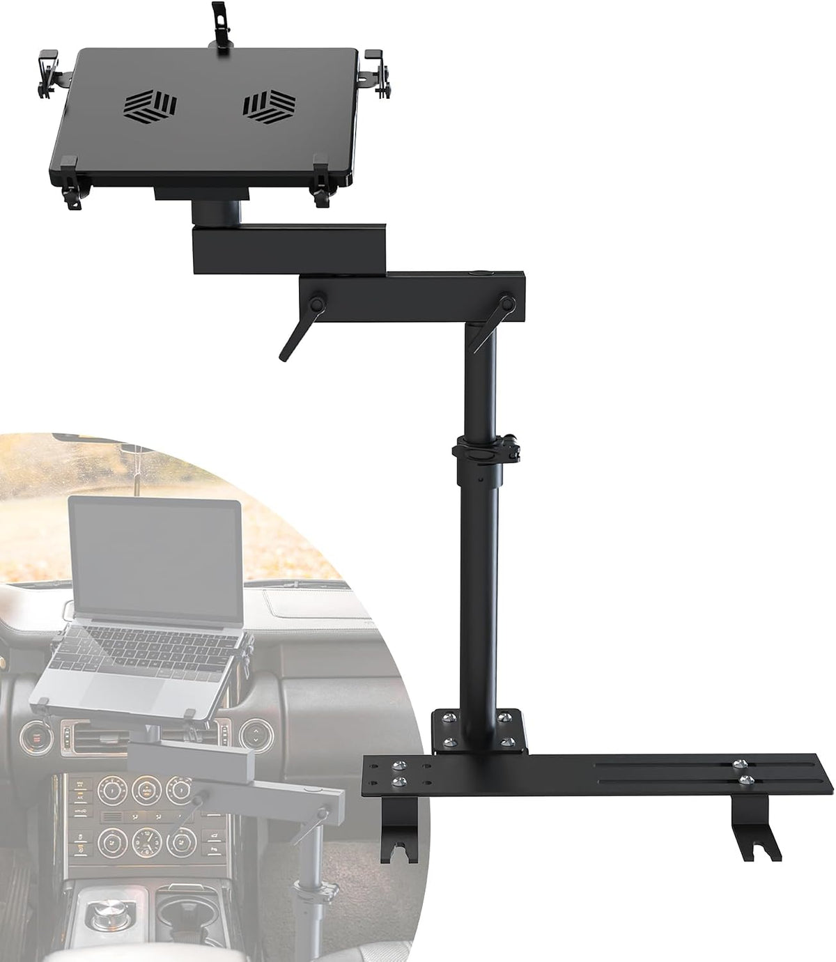 No-Drill Car Laptop Mount, Adjustable Mobile Truck Computer Stand