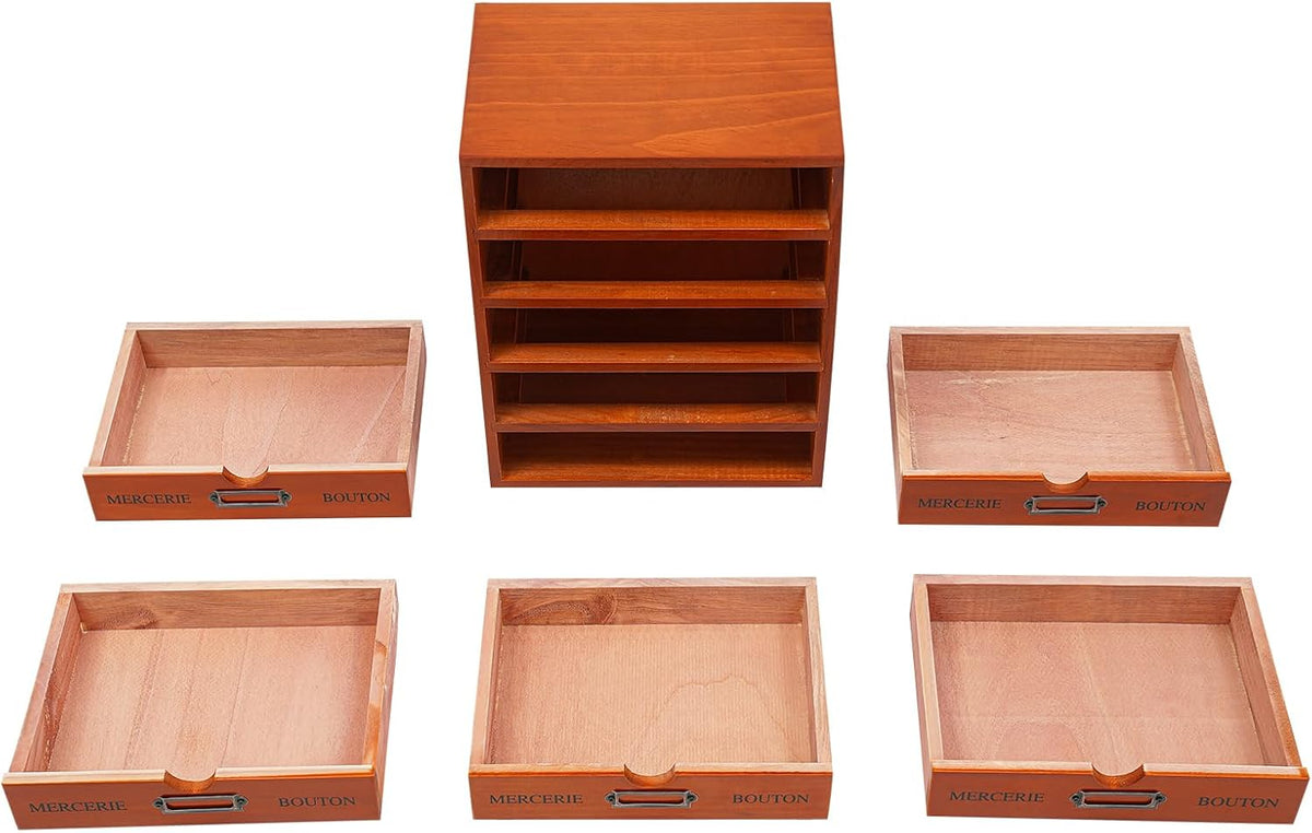 Vintage Wooden Drawers Organizer, 16-Drawer Desktop Storage Box With Drawers,...