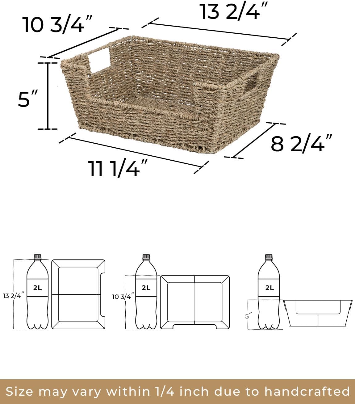 StorageWorks Pantry Baskets for Organizing, Seagrass Wicker Baskets, 2 Pack