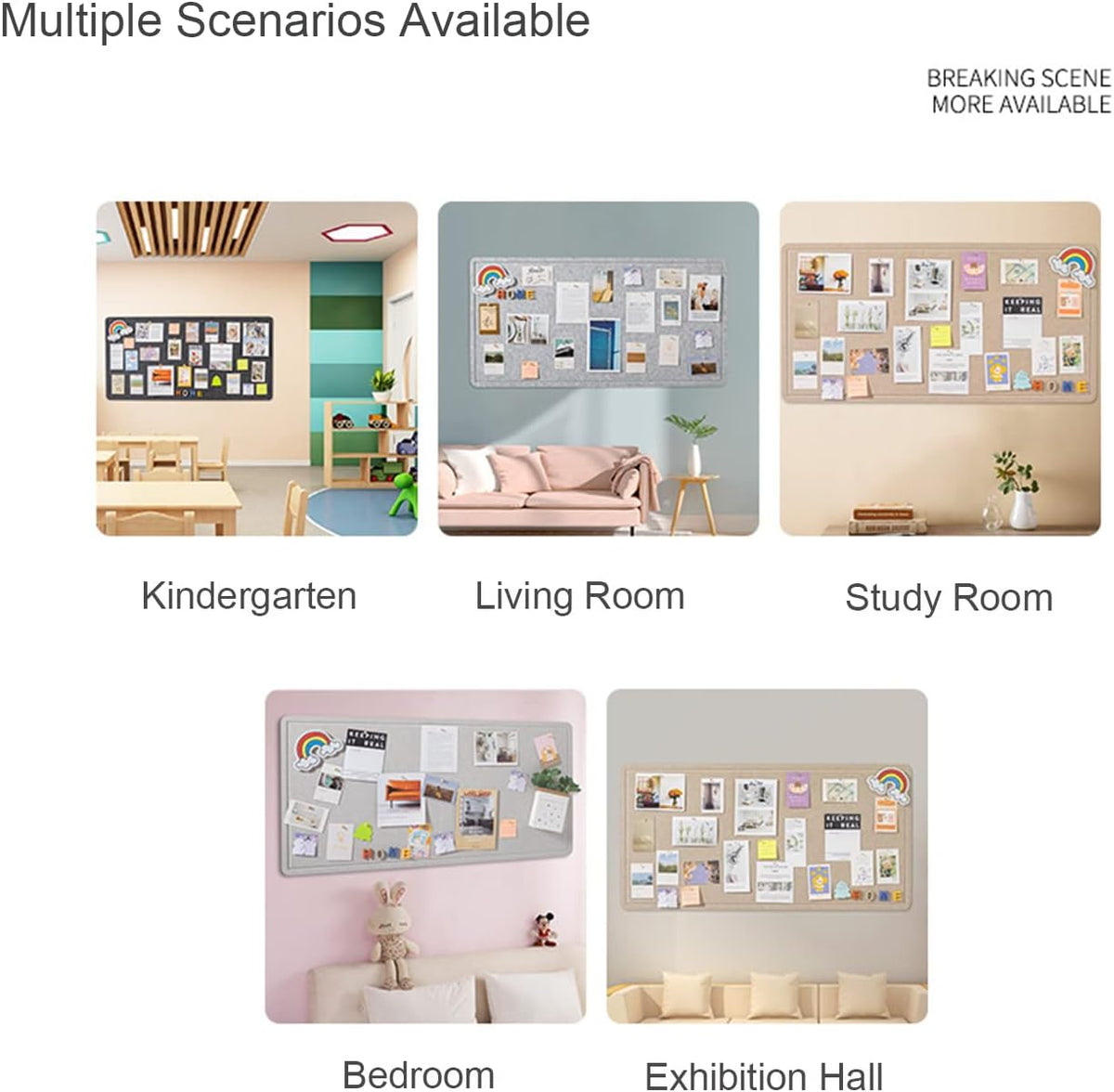 Large Bulletin Board, Foldable 60x36 Inches Cork Board Alternative, Large Fel...