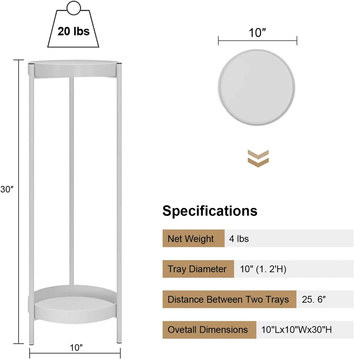 Plant Stand,2 Tier Metal Flower Plants Holder with 2 Removable Display for In...