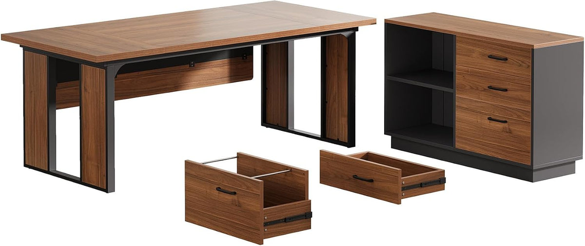 Tribesigns 63‘’ L-Shaped Executive Desk, Office Table with 47-Inch Drawers Ca...