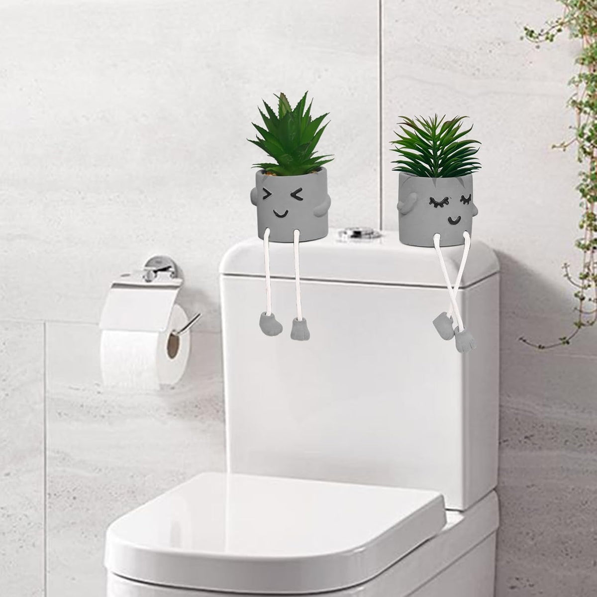 MAKHOT Artificial Succulents Potted Plant Set, Faux Succulents Office Decorat...