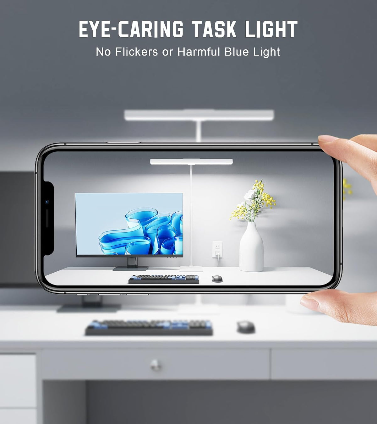 LED Desk Lamp for Home Office with Base, Eye-Caring Desk Light 12W, White