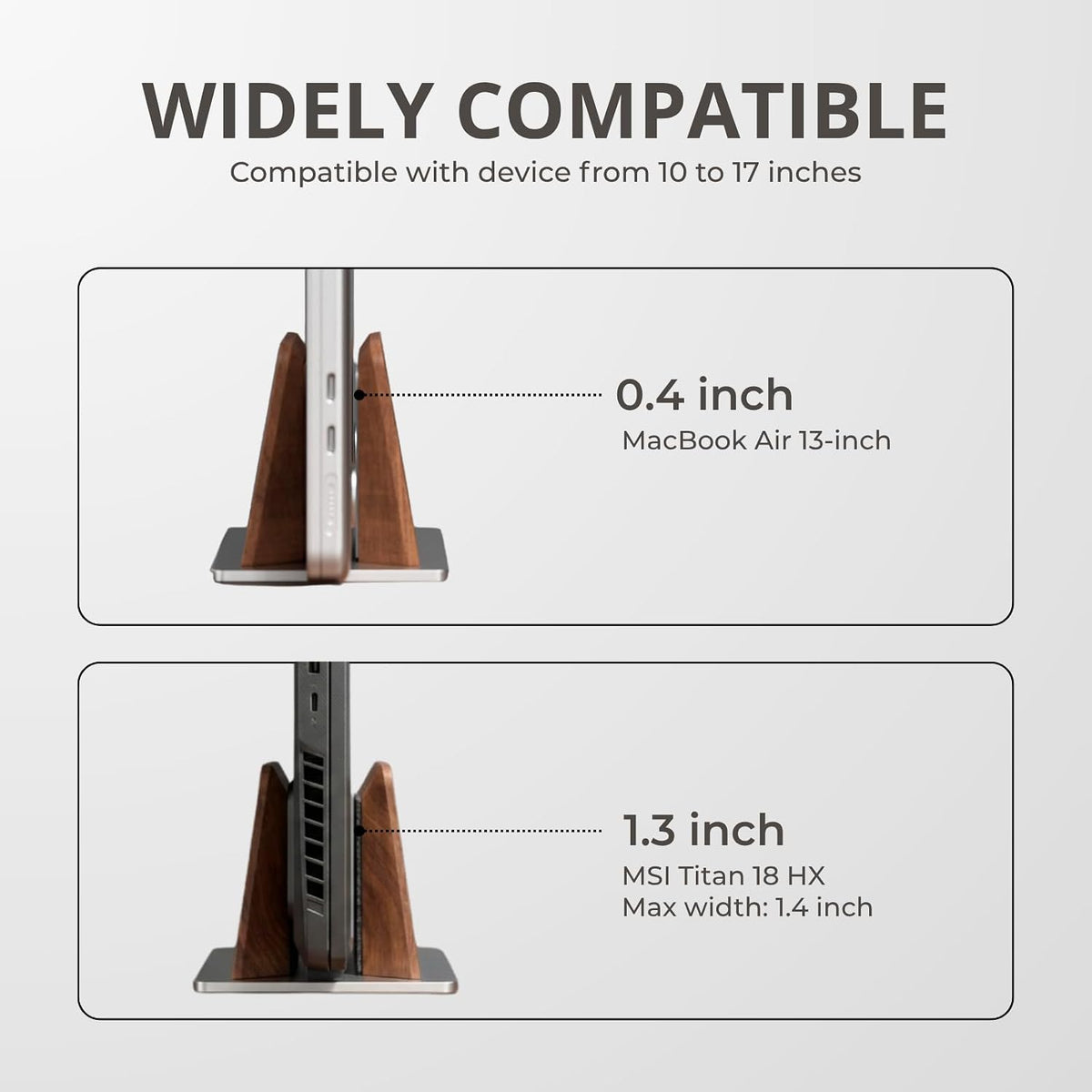 muso wood Walnut Single Slot Vertical Laptop Stand with Adjustable Dock