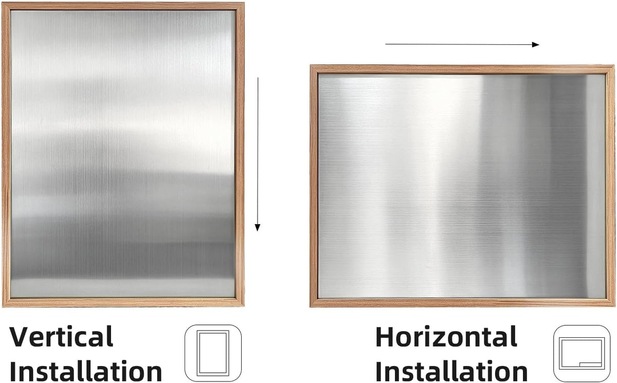Wood Frame Stainless Steel Magnetic Bulletin Board for Wall