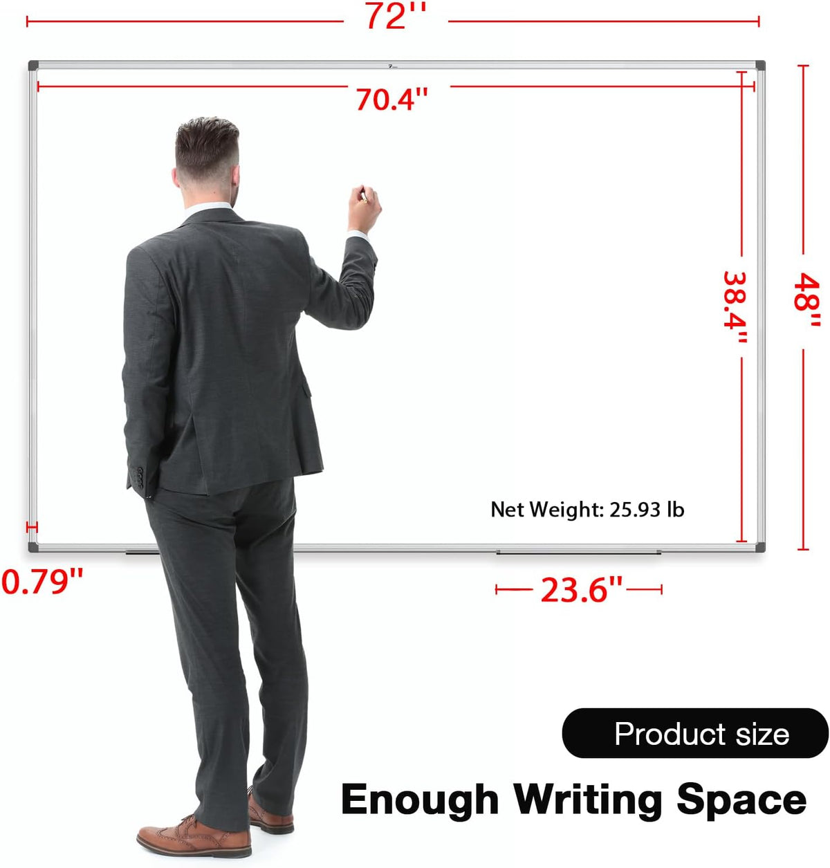 TOWON Magnetic Dry Erase Board 72x48 in, Aluminum Frame, Silver Border