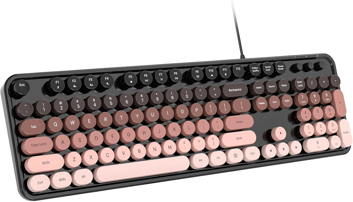 Dilter Wired Computer Keyboard, Full-Size USB Keyboard with Round Keycaps &am...