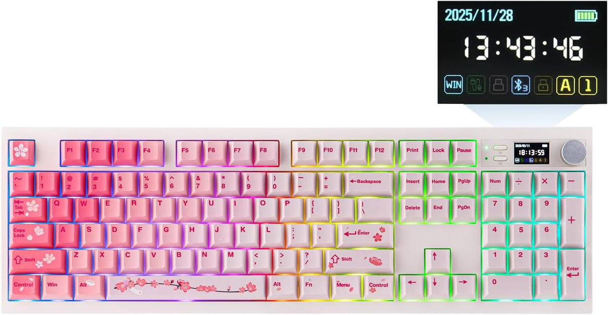 EPOMAKER QK108 Full Size Mechanical Keyboard with Screen & Knob, 8000mAh