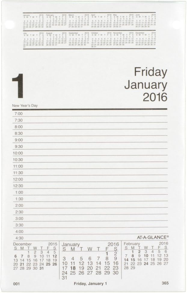 AT-A-GLANCE Daily Desk Calendar Refill 2016, 5 x 8 Inches (E458-50)