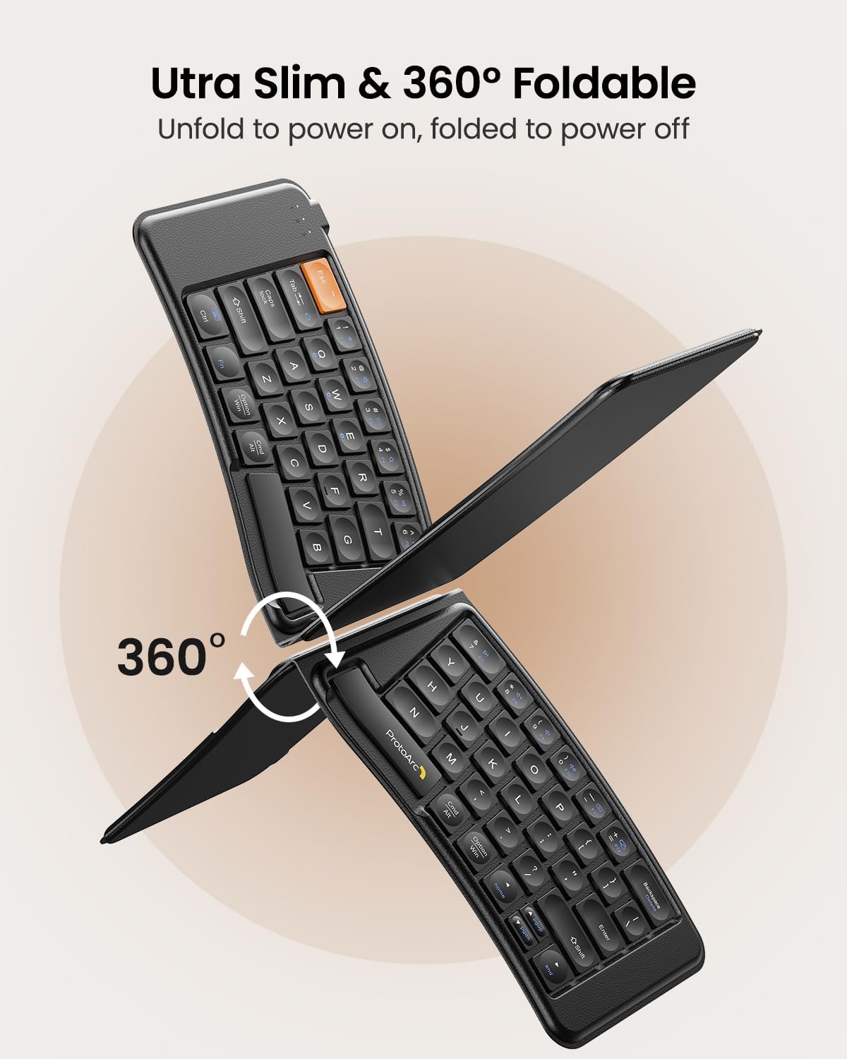 ProtoArc XKM03 Ergonomic Foldable Keyboard Mouse for Business and Travel